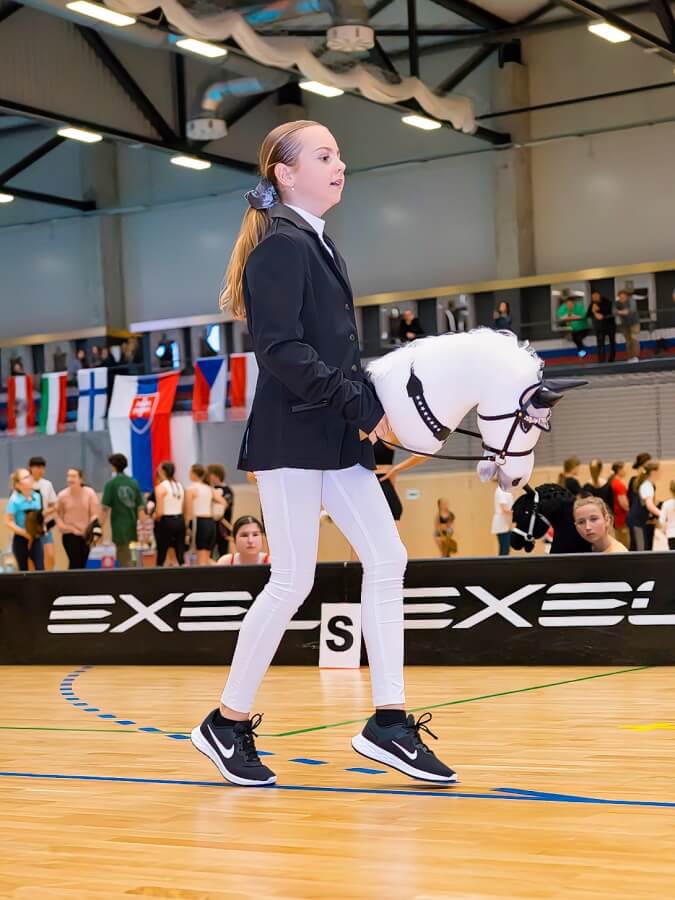 Dressage of individuals - white horse